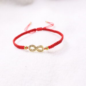 Pulsera Hilo Rojo Ajustable con Dije infinito