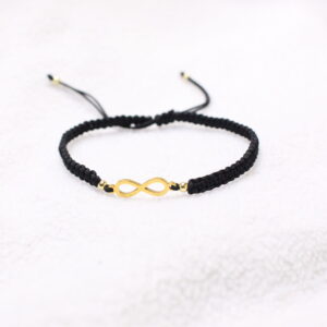 Pulsera de Hilo Negro con Dije Infinito Plateado Ajustable