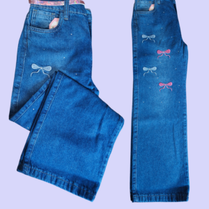 Pantalón Jean de Niña con diseño lazos