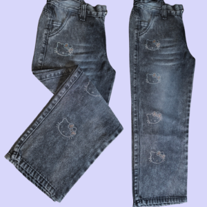 Pantalón Jean de Niña con diseño hello kitty